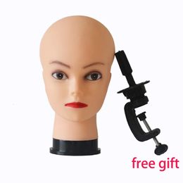 Wig Stand 55cm Bald Mannequin Head With Clamp Cosmetology Manikin Head For Makeup Practice Female Maniqui Head For Wig Making Hat Display 231123