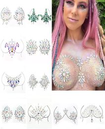 New Sexy Chest Crystal Resin Drill Tattoo Sticker Bar Music Festival Rhinestone Tattoo Stickers Carnival Party Chest Decoration3060003