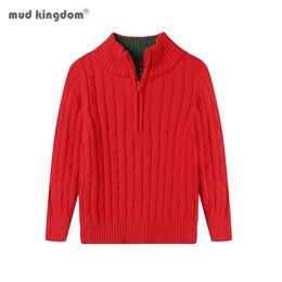 Sets Mudkingdom Boys Sweater Quarter Zip Cable Knit Mock Neck Pullover Long Sleeve Solid Cotton School Uniform Winter Fall Clothes 231122