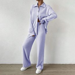 Women's Two Piece Pants Womens Pajamas Set S-2XL Plus Size Loungewear For Sleep Solid Color Loose Casual Sleepwear Outfits