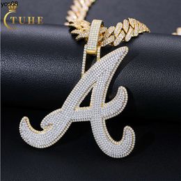 Designer Jewellery Micro Paved VVS Moissanite Iced Out Initial A Pendant Sparkling 925 Sterling Silver VVS Mossanite Diamond Hiphop Letter Pendant