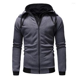 Men's Hoodies 2023 Autumn Casual Zipper With Hat Fashion Sweater Hooded Cotton Top