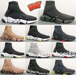 Paris Tasarımcı Ayakkabı Sneaker Sock Shoes Comfort Sole nefes alabilen erkekler kadın platform ayakkabıları örgü eğitmeni siyah parıltı örgü üçlü