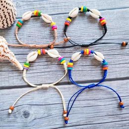 Strand Bohe Hand-knitted Beaded Shells Charm Bracelet Women Natural Shell Accessories Rope Bangles Adjustable Wristband