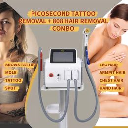 Hot Sale 2 in 1 Tattoo/Hair Removal Machine 808 Diode Laser ND Yag Picosecond Skin Rejuvenation Brightening Tone Improving Ice Point Depilatory Salon