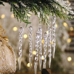 Other Event Party Supplies 10pcs 13cm Christmas Simulation Ice Xmas Tree Hanging Ornament Fake Icicle Winter Year Decoration 230422