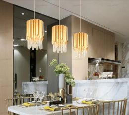 Modern small round gold crystal chandelier lighting for kitchen dining room bedroom bedside light luxury k9 led pendant lamps LL