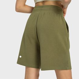 Lu Outfits Yoga Ll Womens High Waist Exercise Fiess Fifth Shorts Short Girls Running Elastic Pants Sportswear Soft Malfunction Dk