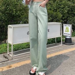 Women's Jeans Korea Retro Denim Purple Wide Leg Straight High Waist Loose Pants Design Sexy Daily Party Weekend Trousers