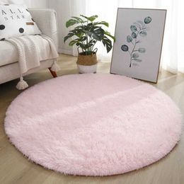 Carpets Living Room Rugs Bedroom Round Carpet Decoration Furry Comfort Carpet Home Decor Pink Foot Mat Area Rug New