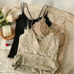 Women's Tanks Skinny Chic Elegant Spaghetti Strap Lace Cami Women Almighty Floral Print French Retro Femme Croset Crop Tank Top Dropship