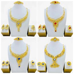 Necklace Earrings Set Color-retaining Galvanised Gold Middle Eastern Bridal Bracelet Ring Jewellery