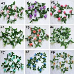 Decorative Flowers 26 Choice Silk Rose Flower With Ivy Vine Artificial For Home Wedding Decor Garland