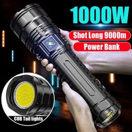 Other Home Garden Builtin Battery Flash Light Emergency Spotlights 4km 10000LM 800W Most Powerful Led Flashlights Tactical 15000mah 231122