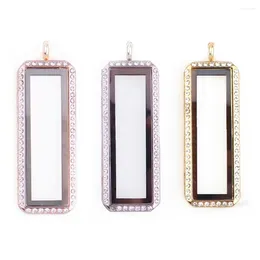 Charms 1pc Rhinestone Good Quality Square Glass Locket Magnetic Open Pendant For Necklace