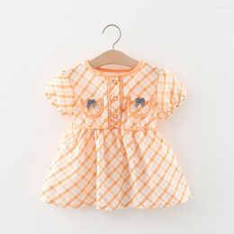 Girl Dresses Casual Bow Summer Baby Girls Dress Kids Princess Short Sleeve Clothing Infants Plaid Print Vestidos