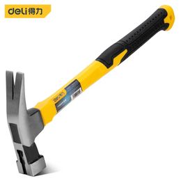 Hammer Deli Tools 1 Pcs 16oz Fiber Handle Claw Hammer High Carbon Steel Square Head with Magnetic Card Slot Woodworking Hand Tool 231123