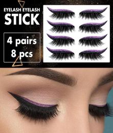 4 Pair Reusable False Lashes Eyeliner And Eyelash Stickers 7 Color Waterproof Eyeliner Eyelash Stickers Easy To Use And Remove3675073