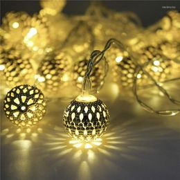 2/3m 10/20 LED Wrought Iron Moroccan Ball Light String Bedroom Outdoor Courtyard Bar Decoration Lights Christmas Wedding