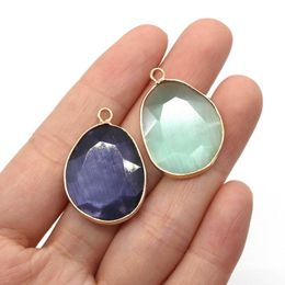 Pendant Necklaces Irregular Faceted Natural Stone Opal Charm Jewellery 20x30mm DIY Fashion Necklace Earring Accessories 1pcsPendant NecklacesP
