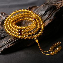 Strand Myanmar Golden Pearl Circle 108 Buddha Beads Amber Hand String Water Purification Necklace For Men And Women Corrente Masculina