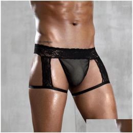 Underpants Mens Lace Gay Y Erotic Hips Naked Lingerie Boxer Black Underwear Drop Delivery Apparel Dhlyn