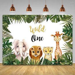 Party Decoration Wild One Animals Tropical Jungle Birthday Background Cloth Custom Name Baby Anniversary Baptism