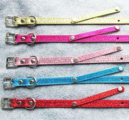 10pcs PU Leather Blank DIY Pet Dog collars with slide bar for 10mm letters and charms2814351
