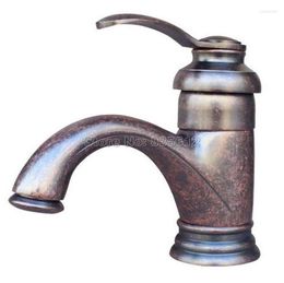 Bathroom Sink Faucets Single Holder Hole Deck Mounted Antique Copper Basin Faucet Vessel Mixer Taps Wnn016