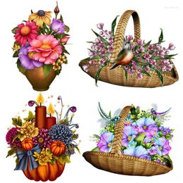 Wall Stickers Three Ratels QCF98 Exquisite Country Style Beautiful Flower Basket Bedroom Classic Nostalgic Sticker