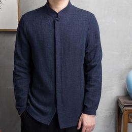 Ethnic Clothing Chinese Style Men Tang Suit Jacket Plus Size Cotton Linen Coat Cardigan Spring Long Sleeve Shirts Vintage Casual Loose Tops