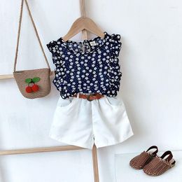 Clothing Sets Girls Summer Korean Style Off-the-shoulder Short-sleeved Top And Shorts Two-piece Set Toddler Girl Clothes Baby