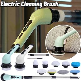 Cleaning Brushes 9 In 1 Electric Brush Window Wall Cleaner Turbo Scrub Rotating Scrubber Kitchen Bathroom Tools 231123