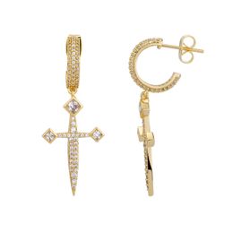 New Fashion 925 Silver Needle Justice Sword Earrings Female Full Diamond High Grade Temperament Earrings Female Earrings Studs Stone Brincos