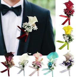 Other Fashion Accessories Mens Corsage For Suit Fashion Wedding Party Groom Groomsman ClipOn Artificial Boutonniere Flower Brooch Male Charming Corsa J230422