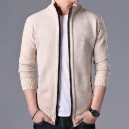 Autumn and Winter Korean Style Men Solid Cardigan Sweater Men's Casual Fashion Sweatshirts Zipper Knitted Coats Male