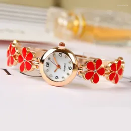 Wristwatches Quartz Watches Ladies' Steel Band Exquisite Four Leaf Grass Five Flower Bracelet Cute Little Girl Jewelry Girls'
