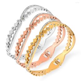 Bangle Model Zirconia Crystals Bracelets & Bangles Women Jewellery Stainless Steel Sliver Gold Fashion Pulseiras