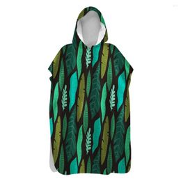 Towel Tropical Plant Leaves Cactus Striped Sand Free Hooded Poncho Surf Pool Swim Beach Changing Robe Holiday Gift Drop