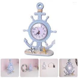 Clocks Accessories Nautical Clock Hanging Wood Mediterranean Style Decor For Living Room