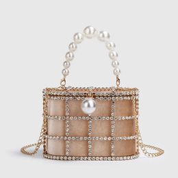 Evening Bags Diamonds Basket for Women Luxury Handbags Hollow Out Preal Clutch Bag Beaded Metallic Ladies Wedding Party Purse 231123