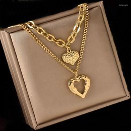 Chains Fashion Stainless Steel Small Uneven Folds 2 Love Necklace High-end Sense Party Accessories Non-fading High-quality Gifts