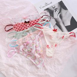 Panties 3PCS Girls Mesh Thong Young Girl G Strings Lingerie Femme Breathable Underwear For Female Pantys Print229k