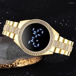 Wristwatches Luxury Led Women Watches Diamond Bracelet Stainless Steel Chain Watch For Rose Gold Dress Casual Quartz