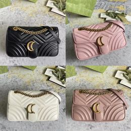 Marmont fashion designer bag womens highquality classic black leather large capacity gold chain Shoulder Bag Handbag Coin Purse Me291D