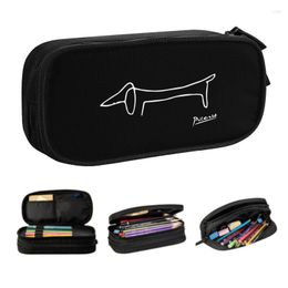 Cosmetic Bags Cute Pablo Picasso Dachsund Dog Pencil Cases For Boys Gilrs Custom Large Storage Pen Box Bag Stationery