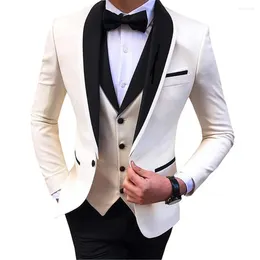 Men's Suits Suit 3 Pieces Slim Fit Shawl Lapel Prom Tuxedos Wedding Grooms Jacket Vest Black Pants In & Blazers Masculino