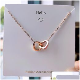 Pendant Necklaces Love Heart Pendant Necklaces For Women Titanium Steel 18K Gold Plated Anniversary Jewellery Gift Drop Delivery Jewellery Dhslq