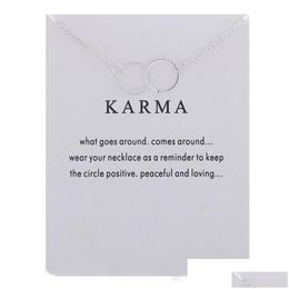 Pendant Necklaces Twocircle Pendant Necklaces For Women Harmony Interlocking Circles Necklace With Mes Card Fashion Jewellery Drop Deliv Dh8If