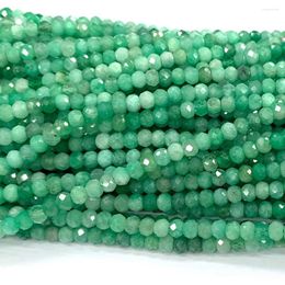 Loose Gemstones Veemake Natural Green Emerald Rondelle Faceted Small Beads Genuine 07939